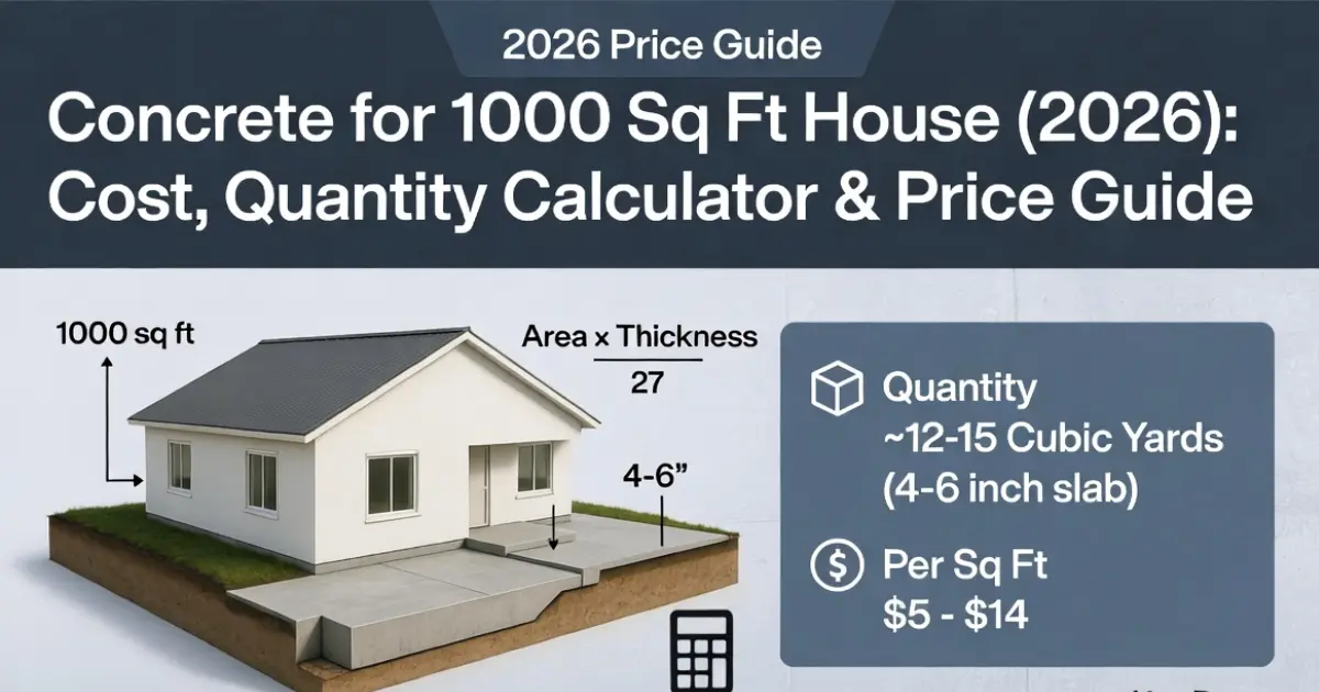 Concrete for 1000 Sq Ft House (2026): Cost, Quantity Calculator & Price Guide