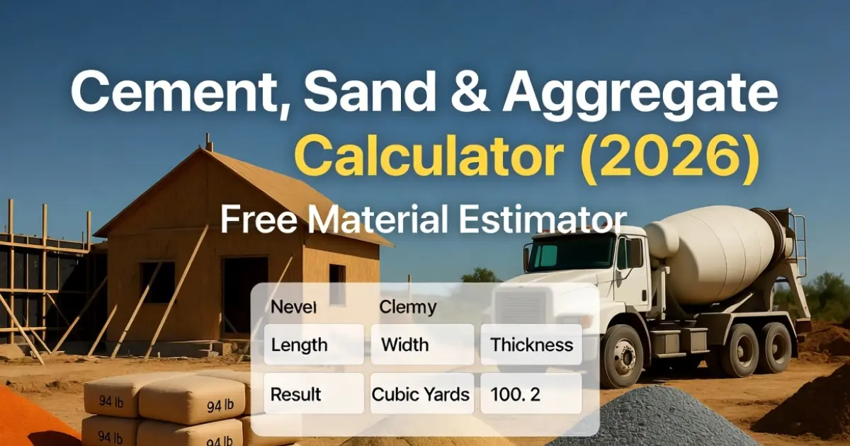 Cement, Sand and Aggregate Calculator (2026) | Free Material Estimator